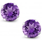 Gem Stone King Sterling Silver Round Purple Amethyst Women's Stud Earrings 6mm 1.50 Carat Total Weight