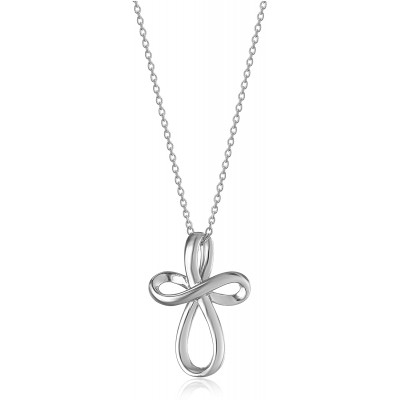 Sterling Silver Open Loop Cross Pendant Necklace 18"