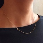 14k gold side initial necklace