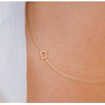 14k gold side initial necklace