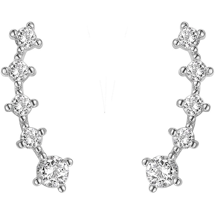 FREE Pearl Earrings With 14K Gold Plated Sterling Silver Post Crawler Earring Cuff Climber Earrings