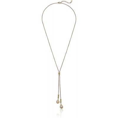Lucky Brand Pearl Lariat Necklace, Gold, One Size