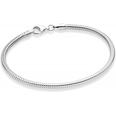 Miabella Solid 925 Sterling Silver Italian 3mm Snake Chain Bracelet for Women Men Teen Girls, Charm Bracelet 6.5, 7, 7.5, 8, 8.5, 9 Inch Made in Italy