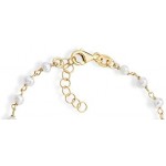 MiaBella 18K Gold over 925 Sterling Silver Handmade Italian 3.5-4mm White Cultured Freshwater Pearl Rosary Cross Charm Bead Bracelet for Women Teen Girls, Adjustable Link Chain 6 to 8 Inch 925 Italy