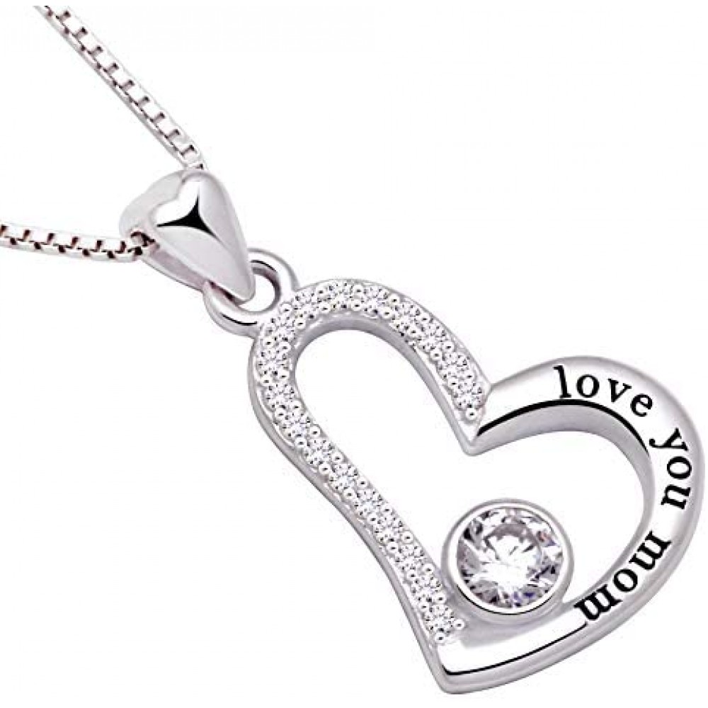 Collana ALOV Jewelry Con Ciondolo Lettera A Iniziale E Cuore – Argento 925, Zirconia Cubica – Catena Veneziana 45 Cm + 5 Cm Di Estensione