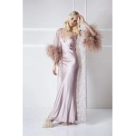 BathGown Feather Robe Lingerie for Women Lace Kimono Robe Long Lace Dress Sheer Gown Mesh Chemise