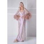 BathGown Feather Robe Lingerie for Women Lace Kimono Robe Long Lace Dress Sheer Gown Mesh Chemise