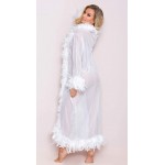 BathGown Women's Feather Bridal Robe Wedding Long Lingerie Robe Bathrobe Sleepwear with Belt