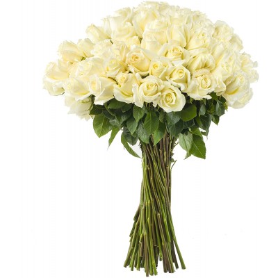 Inspiraterra - 100 Long Stem Roses - Fresh Cut. Delivered at Your Door Within 4 Business Days. (Bulk) (White)