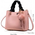 Flamingo, Women' Cowhide Bags, All-Match Large-Capacity Handbag Shoulder Messenger Hand Bucket Bag, Playful Chic Braid Handle (Color : Black)