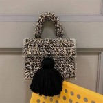 HABADOG Acrylic Woolen Wool Knitting Handbag Lady Hand-Woven Portable Purses Tassel Winter Tote Messenger Bag (Color : StyleC)