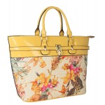 Diophy PU Leather Floral Weave Patent Top Style Large Tote Womens Purse Handbag FL-2956 FL-2957