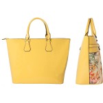 Diophy PU Leather Floral Weave Patent Top Style Large Tote Womens Purse Handbag FL-2956 FL-2957