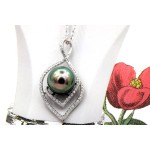 CHAULRI Lucky Peacock 9-10mm Genuine South Sea Tahitian Black Pearl Pendant Necklace 18K Gold Plated Sterling Silver - Jewelry Gifts for Women Wife Mom Daughter