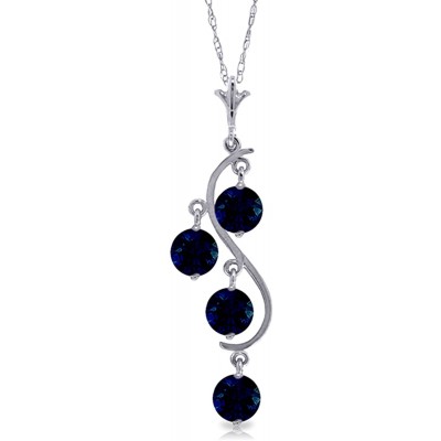 Galaxy Gold 14k 22&quot; White Gold Natural Blue Sapphire Drop Pendant Necklace