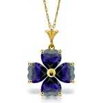 Galaxy Gold 14k 18&quot; Yellow Gold Heart-shaped Natural Sapphire Pendant Necklace
