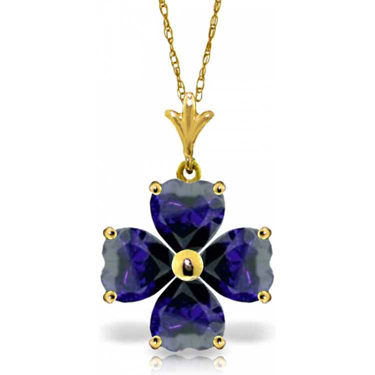 Galaxy Gold 14k 18&quot; Yellow Gold Heart-shaped Natural Sapphire Pendant Necklace