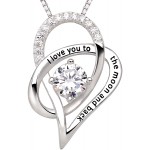 ALOV Jewelry Sterling Silver I Love You to The Moon and Back Love Heart Cubic Zirconia Pendant Necklace