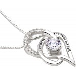 ALOV Jewelry Sterling Silver I Love You to The Moon and Back Love Heart Cubic Zirconia Pendant Necklace