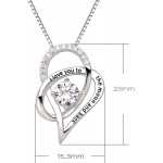 ALOV Jewelry Sterling Silver I Love You to The Moon and Back Love Heart Cubic Zirconia Pendant Necklace