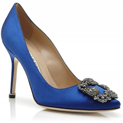 MANOLO BLAHNIK Women's Hangisi 10cm Royal Blue High Heel Classic Pumps Stilettos Dress Shoes Pointed Toes