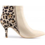 Allegra K Women's Contrast Color Leopard Print Stiletto Heel Ankle Boots