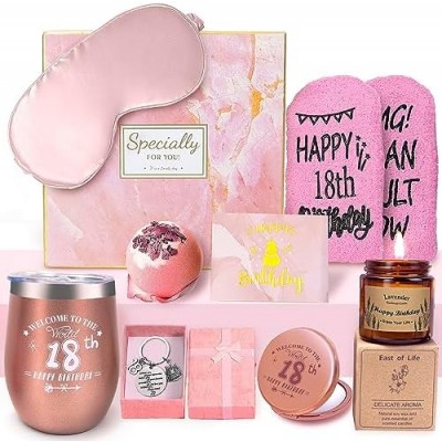 18th Birthday Gifts, Happy Birthday Pamper Set Present Basket, Best 18 Years Old Pamper Gift Ideas for Girls, Best Friends, Sisters, Daughter at Thanksgiving/Christmas/Mother's/Valentines Day