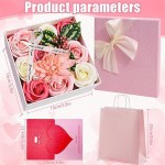Rose Bath Soap - Rose Flower Floral Scented Rose Soap Petals Body Soap in Flower Box, Bath Soap for Women Plant Flower Soap Set for Birthday Valentine’s Day Thanksgiving Day Christmas (Pink-2)