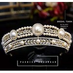 Headpiece Bridal Wedding Accessorie Shiny Crystal Pearl Headband Head Jewelry for Women Wedding Halloween Charm for Party Prom Evening Girl Christmas Birthday Gift,Gold
