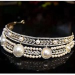 Headpiece Bridal Wedding Accessorie Shiny Crystal Pearl Headband Head Jewelry for Women Wedding Halloween Charm for Party Prom Evening Girl Christmas Birthday Gift,Gold