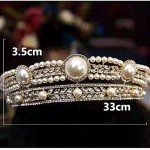 Headpiece Bridal Wedding Accessorie Shiny Crystal Pearl Headband Head Jewelry for Women Wedding Halloween Charm for Party Prom Evening Girl Christmas Birthday Gift,Gold