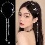 E EMZHOLE Wedding Butterfly Headband Head Chain Silver Tassel Hair Hoop Band Hair Vine Vintage Decorative Headwear Headpieces Hair Accessories for Women and Girls Headdress (02) (01)