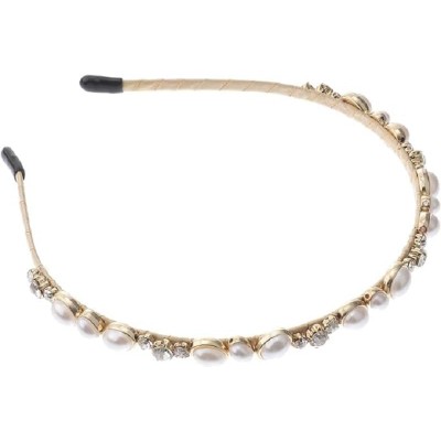 Christmas pearl Headband Alloy Glitter Rhinestone Headdress Hair Hoop Headwear Headpiece Hairband Photo Props for Holiday Winter Wonderland Party Favor