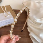 Christmas pearl Headband Alloy Glitter Rhinestone Headdress Hair Hoop Headwear Headpiece Hairband Photo Props for Holiday Winter Wonderland Party Favor
