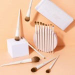 Jessup Makeup Brushes 14Pcs Makeup Brush Set Premium Synthetic Powder Foundation Contour Blush Concealer Eye Shadow Blending Liner Make Up Brush Kit Light Grey T329