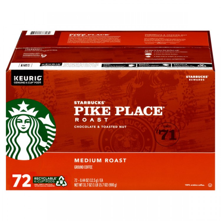 Starbucks Pike Place Medium Roast K-Cup Pods, 72 ct