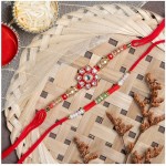SHOPOGENIE Rakhi for Brother With Gift Set | Set Of 2 Rakhi With Roli Chawal, Card | Rakhi For Brother and Bhabhi | Rakhi for Rakshabandhan