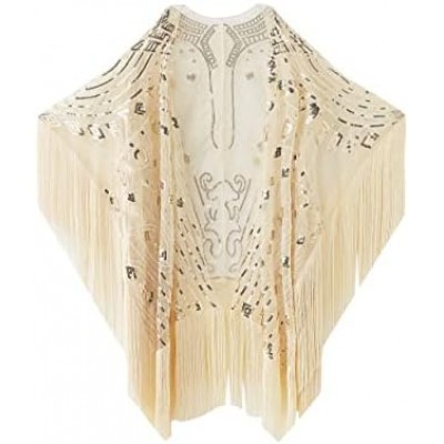 ABEYOND 1920s Beaded Shawl Wraps Sequin Fringed Evening Cape Wedding Bridal Shawl Scarf for Evening Dresses Party