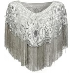 Fashion Black Gold Shiny Sequined Wedding Shawls Beaded Bridal Short Wraps Long Tassel Women Wedding Accessories