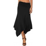 DJT Women's Flowy Handkerchief Hemline Midi Skirt