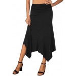 DJT Women's Flowy Handkerchief Hemline Midi Skirt