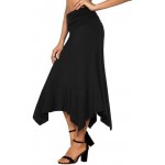 DJT Women's Flowy Handkerchief Hemline Midi Skirt