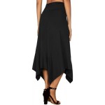 DJT Women's Flowy Handkerchief Hemline Midi Skirt