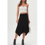 DJT Women's Flowy Handkerchief Hemline Midi Skirt