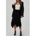 DJT Women's Flowy Handkerchief Hemline Midi Skirt