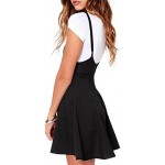 Jedyful Women's Suspender Braces Casual Skirt Dress Basic High Waist Versatile Flare Skater Shoulder Straps Short Skirt