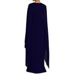 MAYFASEY Women's Elegant High Split Flare Sleeve Formal Evening Gowns Maxi Dress with Cape