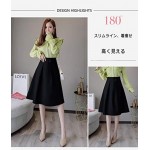 [TAITENG] Women's Skirt, Knee Length, Flared Skirt, A-Line, High Waist, Plain, Beautiful, Office Clothes, Elegant, Feminine, Black Skirt, Office, Commute, Autumn
