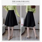 [TAITENG] Women's Skirt, Knee Length, Flared Skirt, A-Line, High Waist, Plain, Beautiful, Office Clothes, Elegant, Feminine, Black Skirt, Office, Commute, Autumn