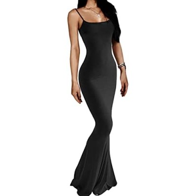 AnotherChill Women's Casual Lounge Slip Long Dress Sexy Sleeveless Backless Bodycon Maxi Dresses 2023 Summer Slim Elegant